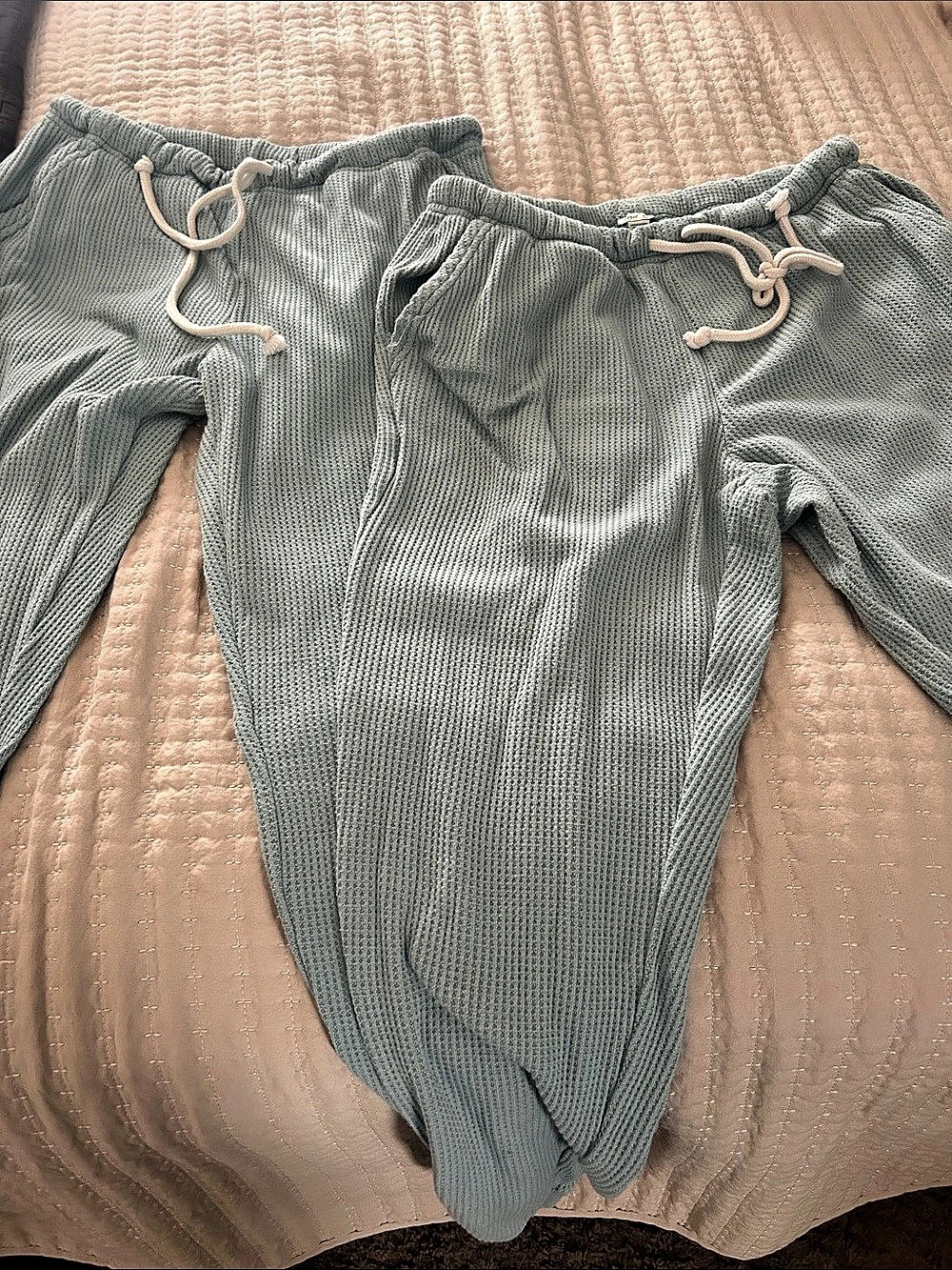 aerie Waffle Knit Jogger Pants in Green Size Medium Like New